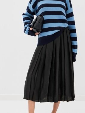 Tibi Feather Weight Pleated Pull On Skirt Black